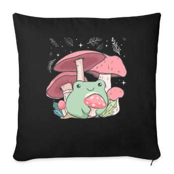 Cottagecore Aesthetic Frog Mushroom Hug - Sofa pillowcase 17,3'' x 17,3'' (45 x 45 cm) - black - Front