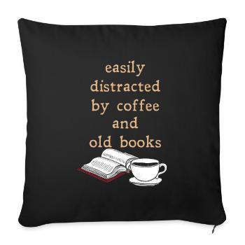 Dark Academia Aesthetic Drôle de café et de livres - Housse de coussin décorative 45 x 45 cm - noir - Devant