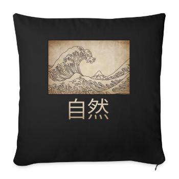 Dark Academia Aesthetic Great Wave Off Kanagawa - Sofa pillowcase 17,3'' x 17,3'' (45 x 45 cm) - black - Front
