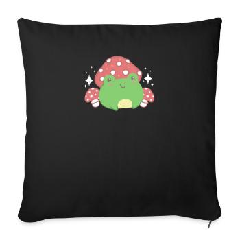 Cottagecore Aesthetic Kawaii Frog Mushroom Hat - Sofa pillowcase 17,3'' x 17,3'' (45 x 45 cm) - black - Front