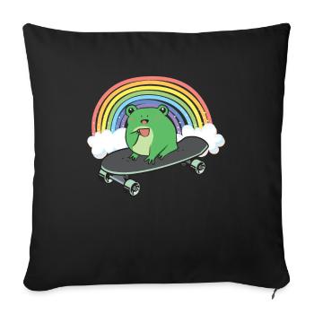 Cottagecore Aesthetic Cute Skateboarding Frosch - Sofakissenbezug 45 x 45 cm - Schwarz - Vorne
