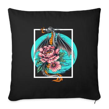 Japanese Dragon Flower Fantasy - Sofa pillowcase 17,3'' x 17,3'' (45 x 45 cm) - black - Front