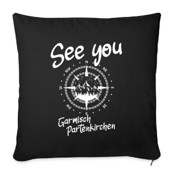 Garmisch Partenkirchen Skiing Mountain Snowboarding - Sofa pillowcase 17,3'' x 17,3'' (45 x 45 cm) - black - Front