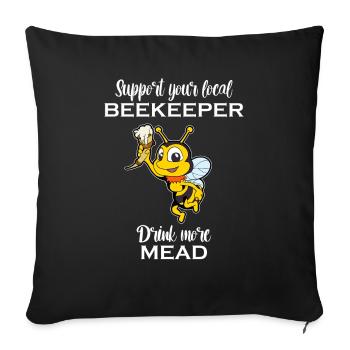 Trinkt mehr Met - Biene mit Trinkhorn - Met - Sofakissenbezug 45 x 45 cm - Schwarz - Vorne