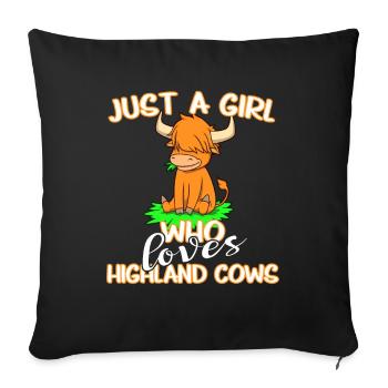 Just A Girl Who Loves Highland Cows - Sofa pillowcase 17,3'' x 17,3'' (45 x 45 cm) - black - Front