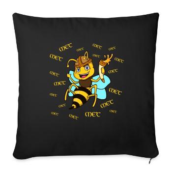 Cartoon Biene mit Trinkhorn und Honigwein - Met - Sofakissenbezug 45 x 45 cm - Schwarz - Vorne