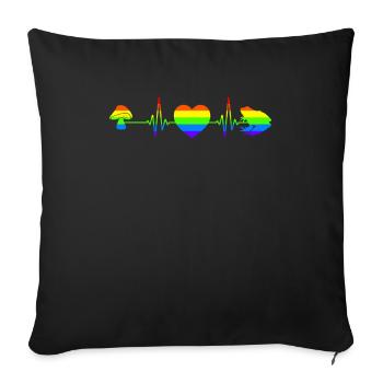 Cottagecore Esthétique Gay Pride Heartbeat Frog - Housse de coussin décorative 45 x 45 cm - noir - Devant