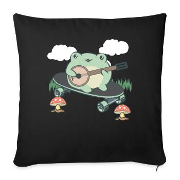 Cottagecore Aesthetic Skateboarding Banjo de rana - Sofakissenbezug 45 x 45 cm - Schwarz - Vorne