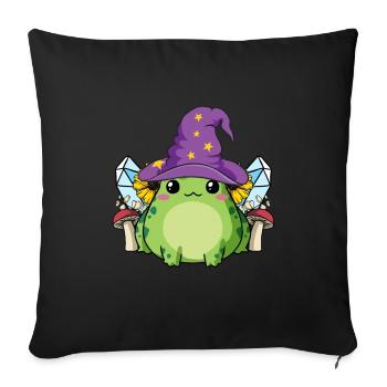 Cottagecore Aesthetic Cute Kawaii Frog Wizard - Sofa pillowcase 17,3'' x 17,3'' (45 x 45 cm) - black - Front