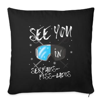 Serfaus-Fiss-Ladis Skifahren Tirol Ski Österreich - Sofakissenbezug 45 x 45 cm - Schwarz - Vorne