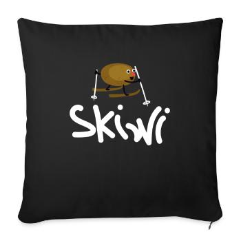 Ski Skiwi Skiing Winter sports - Sofa pillowcase 17,3'' x 17,3'' (45 x 45 cm) - black - Front