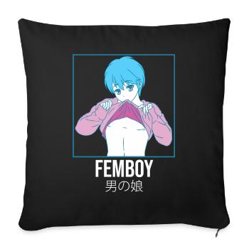 Femboy Japanese Anime Boy Gay Pride Crossdressing - Sofa pillowcase 17,3'' x 17,3'' (45 x 45 cm) - black - Front
