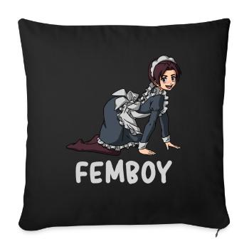 Femboy Maid Anime Boy Aesthetic Crossdressing - Sofa pillowcase 17,3'' x 17,3'' (45 x 45 cm) - black - Front