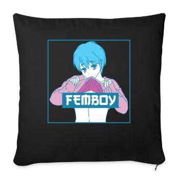 Femboy Japanese Anime Boy Gay Pride Crossdressing - Sofa pillowcase 17,3'' x 17,3'' (45 x 45 cm) - black - Front