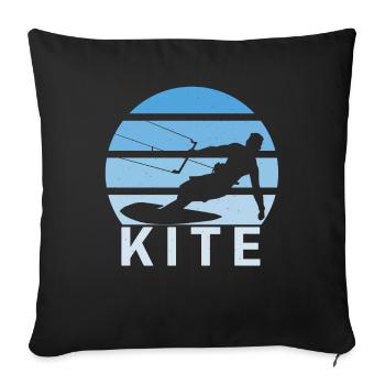 Kite Kite Kitesurf Surfer Planche à voile Vintage Coucher de soleil - Housse de coussin décorative 45 x 45 cm - noir - Devant