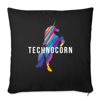 Technocorn Repeat Festival EDM Music - Sofa pillowcase 17,3'' x 17,3'' (45 x 45 cm) - black - Front