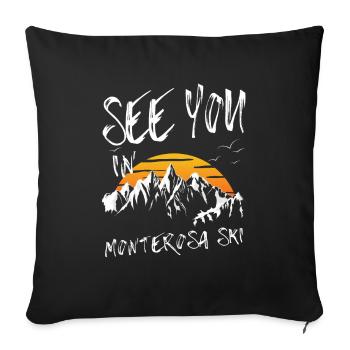 Monterosa Ski Snowboard Randonnée et ski - Housse de coussin décorative 45 x 45 cm - noir - Devant