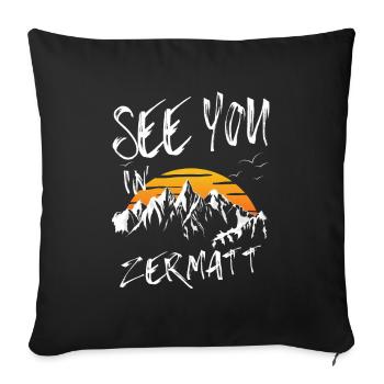 Zermatt Snowboard Randonnée et ski - Housse de coussin décorative 45 x 45 cm - noir - Devant