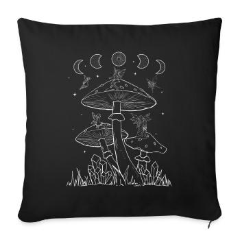 Fairycore Aesthetic Feen-Pilz-Mond-Phasen - Sofakissenbezug 45 x 45 cm - Schwarz - Vorne