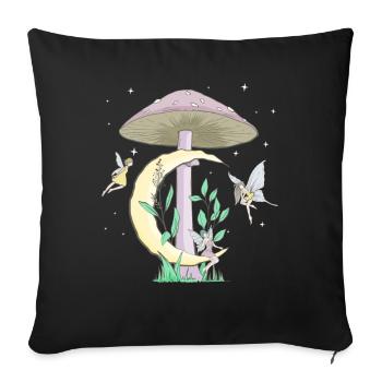 Fairycore Esthétique Fées Champignon Lune Fées - Housse de coussin décorative 45 x 45 cm - noir - Devant