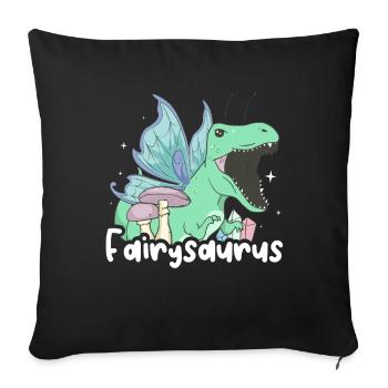 Fairycore Aesthetic Fee Dinosaurier Fairysaurus - Sofakissenbezug 45 x 45 cm - Schwarz - Vorne