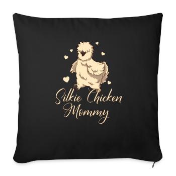 Silkie Chicken Mommy - Poulet de soie - Housse de coussin décorative 45 x 45 cm - noir - Devant