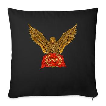 Aigle romain avec drapeau - SPQR - Housse de coussin décorative 45 x 45 cm - noir - Devant