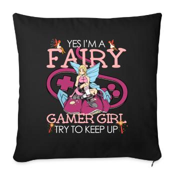 Fairycore Aesthetic Fee Yes Im A Gamer Girl - Sofakissenbezug 45 x 45 cm - Schwarz - Vorne