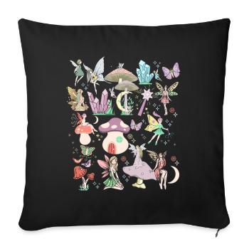 Fairycore Aesthetic Fee Grunge Cottagecore Fairies - Sofa pillowcase 17,3'' x 17,3'' (45 x 45 cm) - black - Front