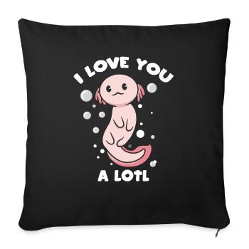 Je t’aime beaucoup Axolotl Salamandre Saint-Valentin - Housse de coussin décorative 45 x 45 cm - noir - Devant