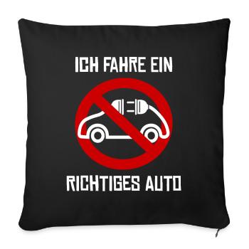 gegen E-Auto mit Strom Anti Elektroauto - Sofakissenbezug 45 x 45 cm - Schwarz - Vorne