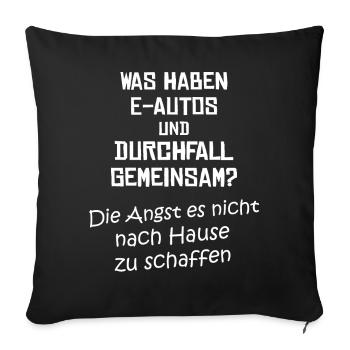 Anti Elektroauto gegen E-Auto mit Strom - Sofakissenbezug 45 x 45 cm - Schwarz - Vorne