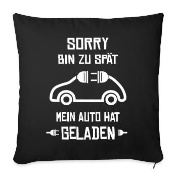 Lustiger Spruch Elektroauto E-Auto Strom - Sofakissenbezug 45 x 45 cm - Schwarz - Vorne