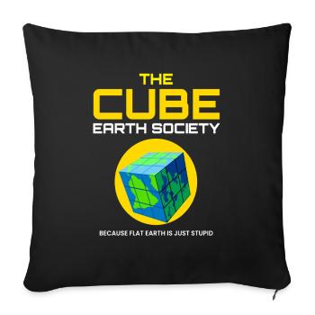 The Cube Earth Society Flat Earth Planet - Sofa pillowcase 17,3'' x 17,3'' (45 x 45 cm) - black - Front