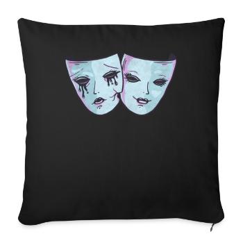 Theater Mask Pastel Goth Soft Grunge Aesthetic - Sofa pillowcase 17,3'' x 17,3'' (45 x 45 cm) - black - Front