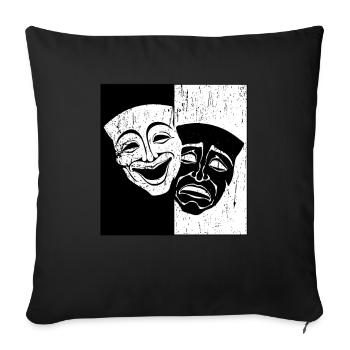 Theatre Mask Drama Comedy and Tragedy Grape Harvest - Sofa pillowcase 17,3'' x 17,3'' (45 x 45 cm) - black - Front