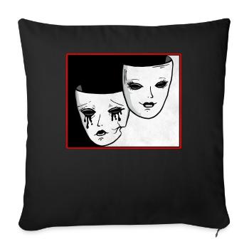 Theater Mask Soft Grunge Drama and Comedy Goth - Sofa pillowcase 17,3'' x 17,3'' (45 x 45 cm) - black - Front