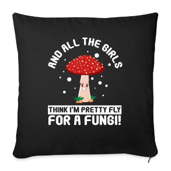 Les filles pensent que de jolies champignons champignons variété Pystrance - Housse de coussin décorative 45 x 45 cm - noir - Devant