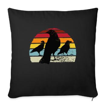 Crows Retro Crows Raven - Sofa pillowcase 17,3'' x 17,3'' (45 x 45 cm) - black - Front