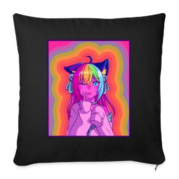 Kidcore Aesthetic Kawaii Anime Girl 90s Nostalgia - Sofa pillowcase 17,3'' x 17,3'' (45 x 45 cm) - black - Front