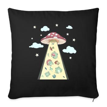 Cottagecore Esthétique Alien OVNI Kidnapping Frog - Housse de coussin décorative 45 x 45 cm - noir - Devant