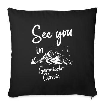 Garmisch-Classic Skiing Mountain Snowboarding - Sofa pillowcase 17,3'' x 17,3'' (45 x 45 cm) - black - Front