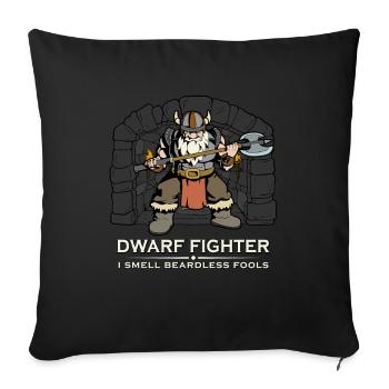 D20 Rpg Character - Chasseur nain - Housse de coussin décorative 45 x 45 cm - noir - Devant