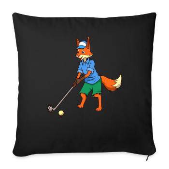 Comic Fuchs plays golf - Golfer - Sofa pillowcase 17,3'' x 17,3'' (45 x 45 cm) - black - Front