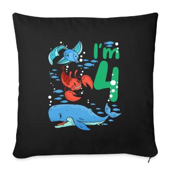 I'm 4 Children's Birthday Sea Creatures Birthday - Sofa pillowcase 17,3'' x 17,3'' (45 x 45 cm) - black - Front