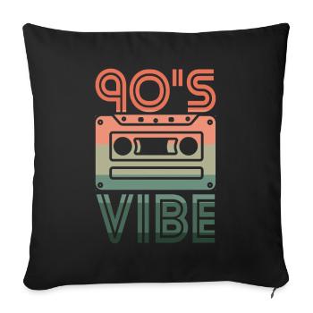 Cassette rétro Vibe Nineties des années 90 - Housse de coussin décorative 45 x 45 cm - noir - Devant