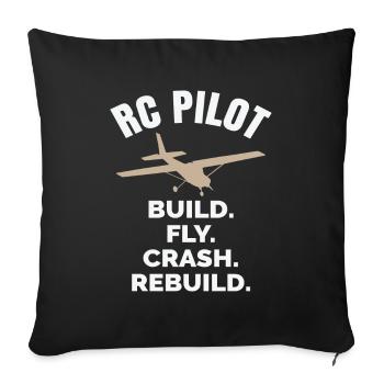 RC Pilote Modèle d’avion Modèle - Housse de coussin décorative 45 x 45 cm - noir - Devant