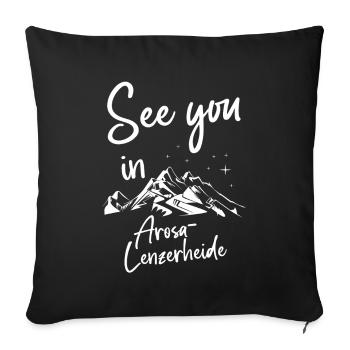 Arosa-Lenzerheide Suisse randonnée et ski - Housse de coussin décorative 45 x 45 cm - noir - Devant