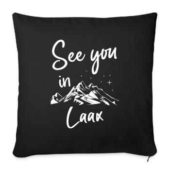 Laax Snowboarden Schweiz wandern und Ski fahren - Sofakissenbezug 45 x 45 cm - Schwarz - Vorne