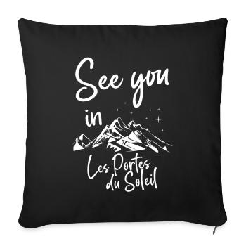 Les Portes du Soleil Skimotiv mit Berge und Sterne - Sofakissenbezug 45 x 45 cm - Schwarz - Vorne